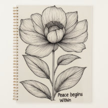 Peace Begins Within – Elegant Floral Line Art Note