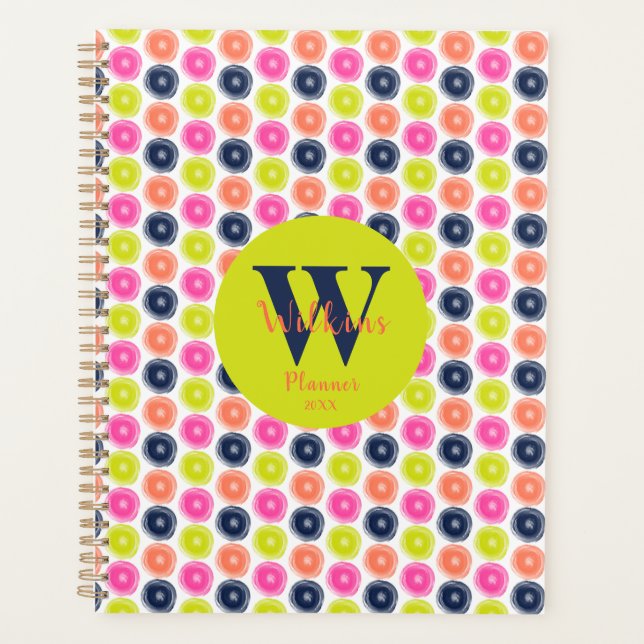Agenda Peach Green Peach Pink Blue Dry Brush Puntos de Po (Anverso)