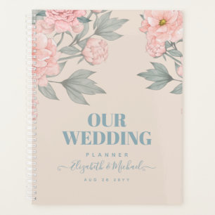 Agenda Peach Peonies Sage Floral Budget Boda