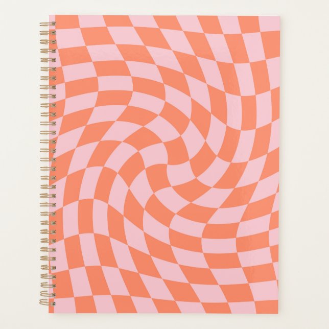 Agenda Peach Retro Pastel Checks Warped Checkerboard (Anverso)