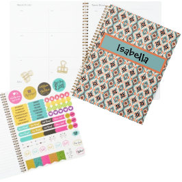 Agenda Peach Verde azulado tribal occidental azteca