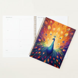 Agenda Peacock - Naranja rosa azul verde plumas amarillas