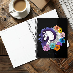Agenda Pegasus Floral Negro