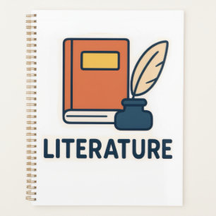 Agenda Pegatina de temas de literatura - Libro y Quill