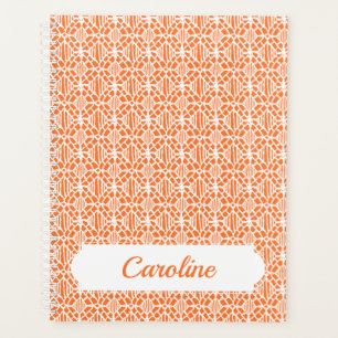 Agenda Pelo naranja Con Patrón De Lazo De Crochet Blanco