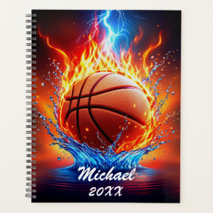 Agenda Pelota de baloncesto personalizada sobre fuego y a