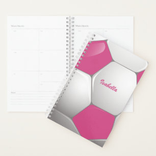 Agenda Pelota de fútbol de personalizable rosa y blanca
