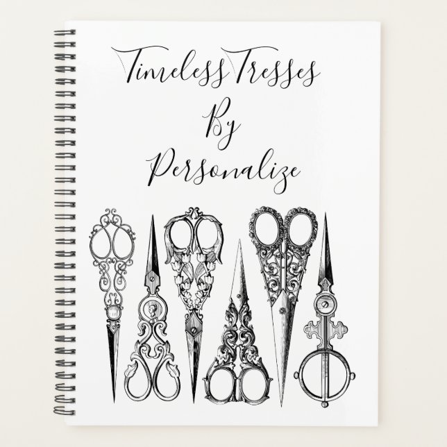 Agenda Peluquería victoriana tijera un elegante planifica (Anverso)