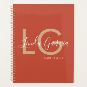 Agenda Peluquero Naranja Quemado Beige Monogramado