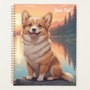 Agenda Pembroke Welsh Corgi junto al lago