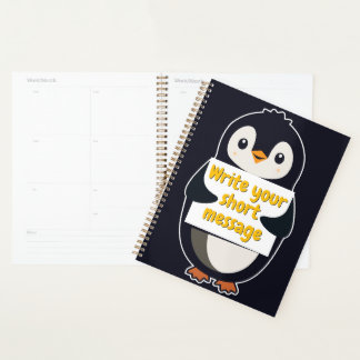 Agenda Penguin illustration holding customizable sign