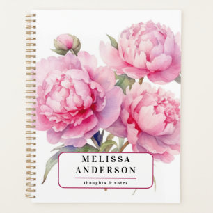 Agenda Peonías acuarela floral y follaje elegante