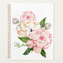 Agenda peonías acuarelas en colores tiernos