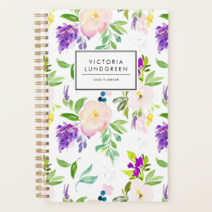 Agenda Peonías acuarelas y glicinas florales