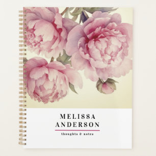 Agenda Peonías en acuarela floral y follaje elegante