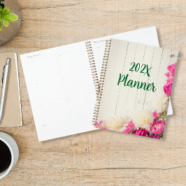 Agenda Peonies en rosa y blanco en madera rusa