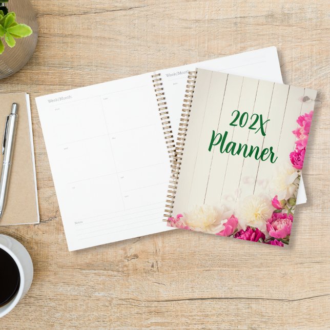 Agenda Peonies en rosa y blanco en madera rusa (Subido por el creador)