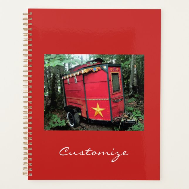 Agenda Pequeña caravana gitana roja personalizada (Anverso)