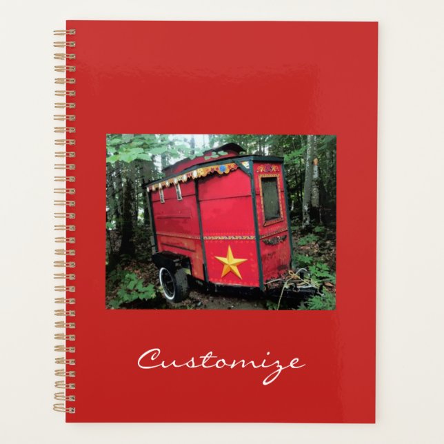 Agenda Pequeña caravana gitana roja personalizada (Anverso)