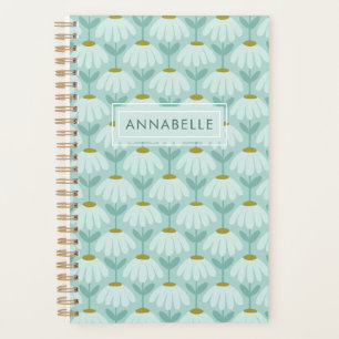 Agenda Pequeño nombre de monograma azul teal floral vinta