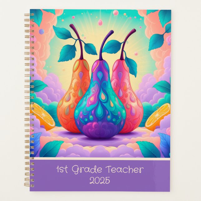 Agenda pera colorida para personalizado de primer grado 2 (Anverso)