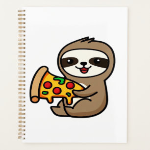 Agenda Perezoso Chibi Kawaii Divertido con Pizza � Dibujo