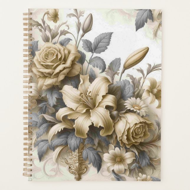 Agenda Perfección floral amarilla antigüa (Anverso)