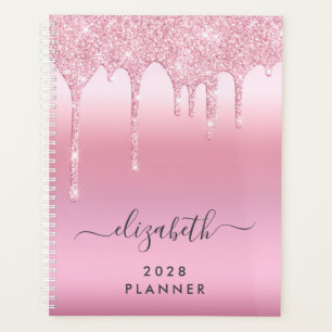 Agenda Perforaciones purpurinas Rosa Personalizadas