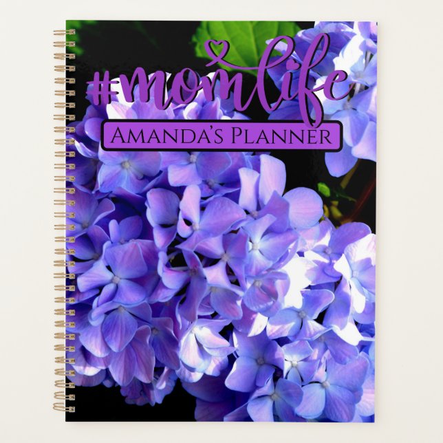 Agenda Periwinkle hidrangeas flor azul púrpura #momlife (Anverso)