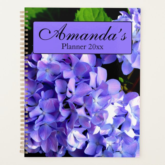 Agenda Periwinkle hidrangeas flor azul púrpura para ella (Anverso)