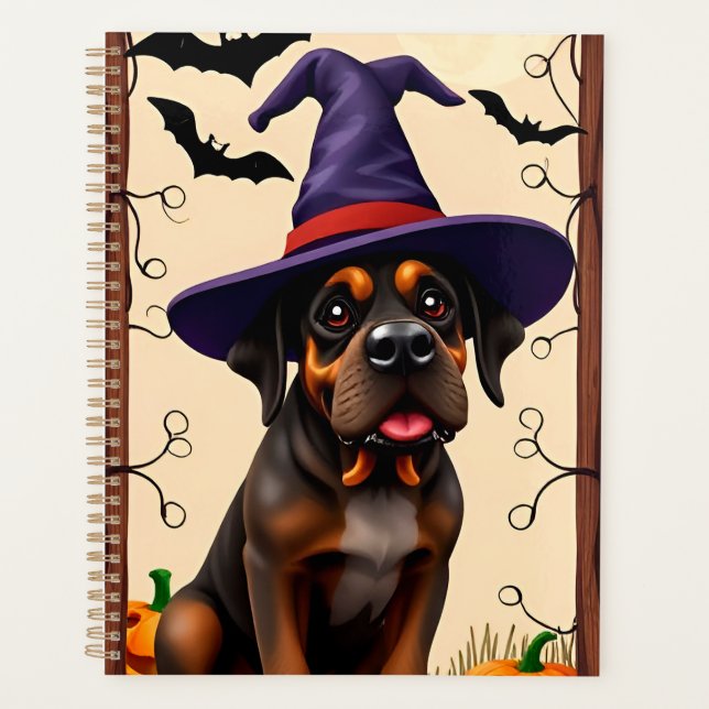 Agenda Perrito Adorable con Sombrero de Bruja (Anverso)