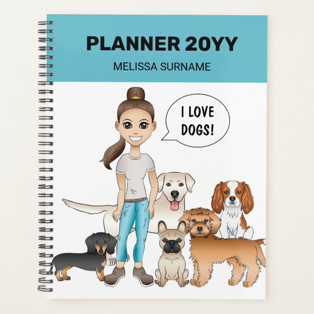 Agenda Perritos de Dibujos Animados Lindos Con Una Niña d (Anverso)