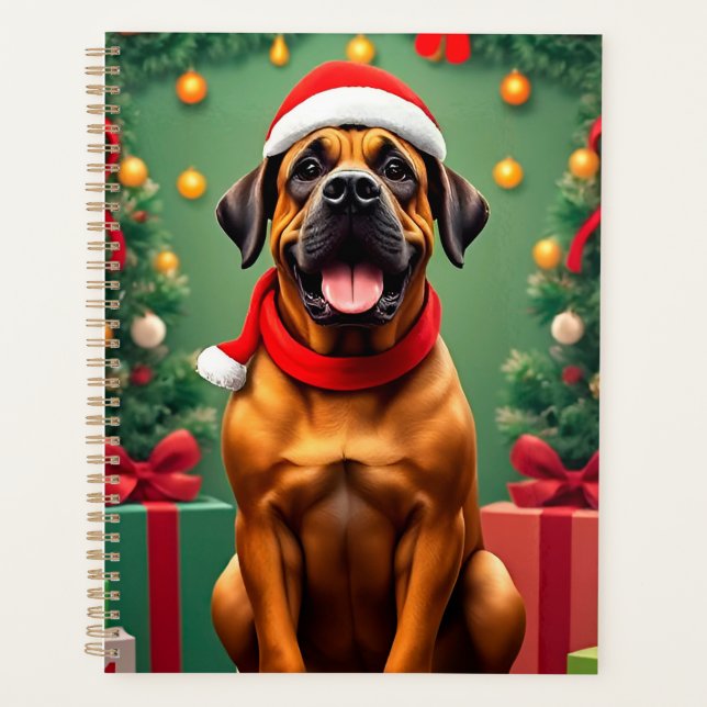 Agenda Perro Adorable con Gorro de Santa (Anverso)