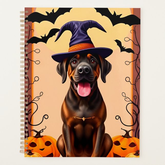 Agenda Perro Adorable con Sombrero de Bruja (Anverso)