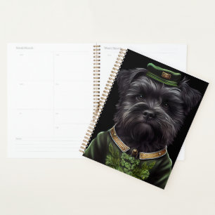 Agenda Perro Affenpinscher con vestido de San Patricio