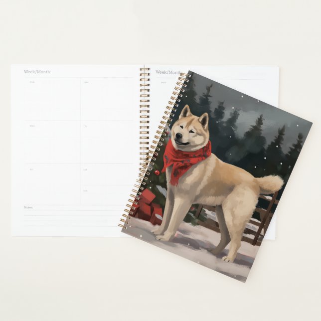 Agenda Perro Akita en Navidad con nieve (Demostración)