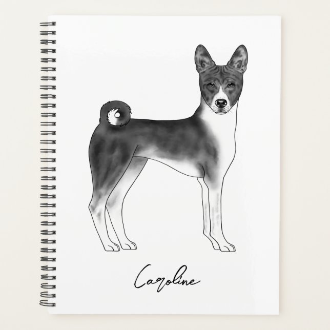 Agenda Perro Basenji En Blanco Y Negro Con Texto Personal (Anverso)