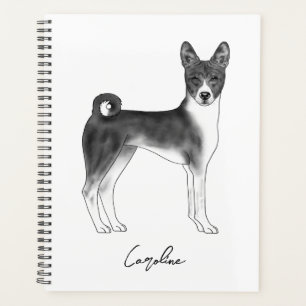 Agenda Perro Basenji en negro y blanco con texto personal