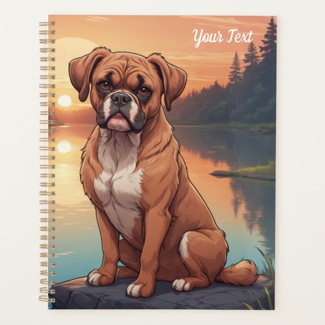 Agenda Perro Boxer junto al lago (Anverso)