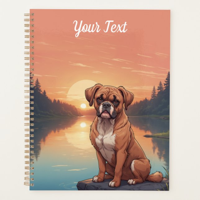 Agenda Perro Boxer por lago (Anverso)