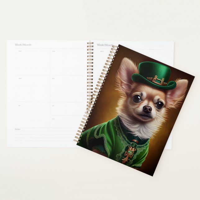 Agenda Perro Chihuahua con vestido del Día de San Patrici (Demostración)