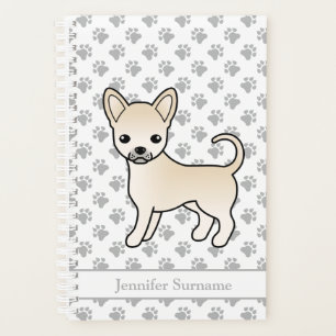 Agenda Perro Chihuahua de Pelaje Liso Crema & Texto Perso
