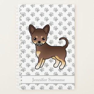 Agenda Perro Chihuahua de Pelaje Liso de Chocolate y Cane