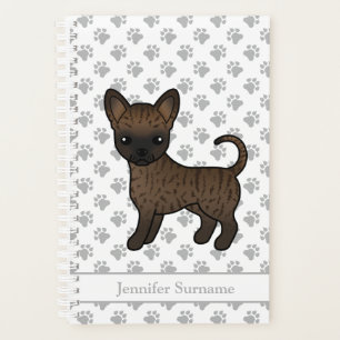 Agenda Perro Chihuahua de Pelo Liso Atigrado & Texto Pers