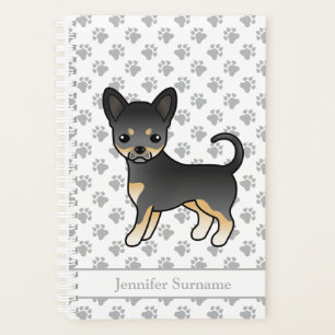 Agenda Perro Chihuahua de Pelo Liso Negro y Canela & Text