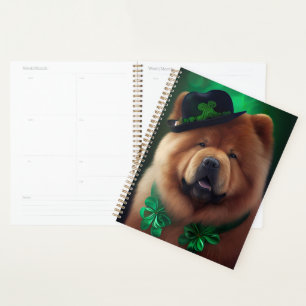 Agenda Perro Chow Chow con vestido de San Patricio