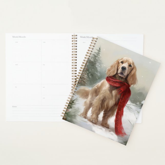 Agenda Perro Cocker Spaniel en la nieve Navidad (Demostración)