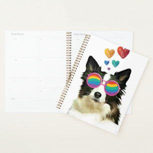 Agenda Perro collie de borde con El día de San Valentín d