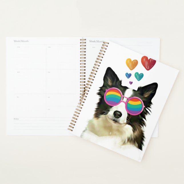 Agenda Perro collie de borde con El día de San Valentín d (Demostración)
