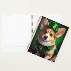 Agenda Perro Corgi con vestido de San Patricio